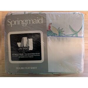 VTG Wamsutta JAY YANG Jubilation Full Flat Sheet Percale Floral Non-iron 180 tc